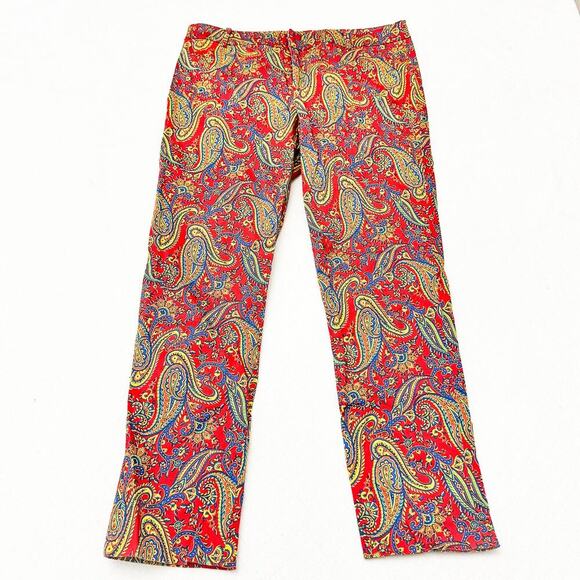 Ralph Lauren Red Petites Paisley Printed Slack Pants Size 8P EUC - Picture 2 of 7